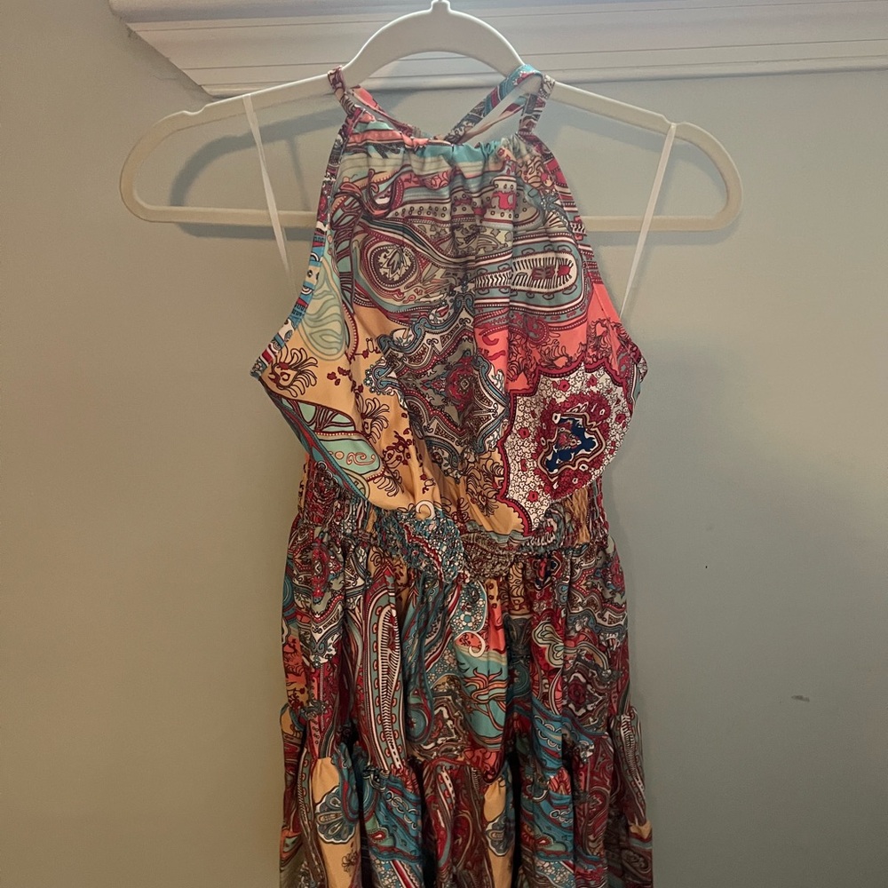 Vibrant Paisley Halter Dress
